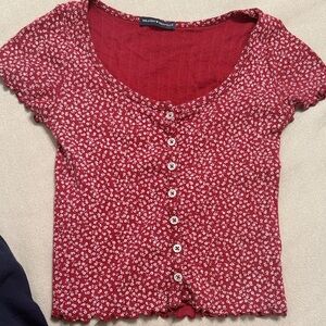 Brandy Melville Red Floral Crop Top